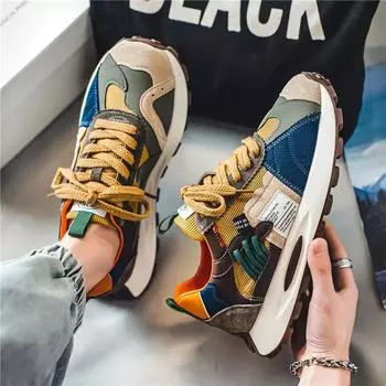 Fashion SYTK Fashion Designer Men Shoes Dissolve Thick Shoes Casual Sneakers Men Platform Trend Chunky Sneakers Walking Shoes 39 озеро синий