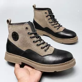 Модные тактические ботинки для мужчин из натуральной кожи, мягкие резиновые замшевые туфли для мужчин, винтажные мужские ботинки, новейшая повседневная обувь для мотоциклистов 40