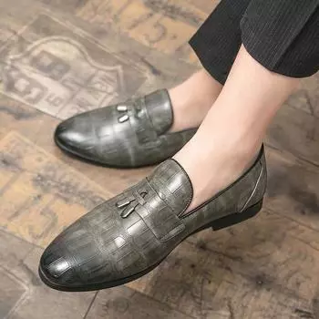 Fashion Tassel Loafers Slip-on Fashion High-quality Moccasin Men Shoes Brand Leather Shoes British Style Popular Casual Shoes Thick Sole 38 коричневый