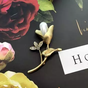 Fashion temperament dumb gold brooch corsage women s suit jacket sweater coat pin crystal high-end accessories