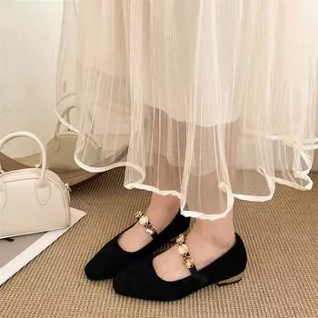 Fashion temperament French small fragrant wind light mouth thick heel single shoes women s 2025 new spring and autumn square head retro Mary Ja 35 чёрный