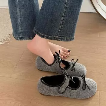 Fashion temperament retro flat bottom shallow mouth single shoes women s 2025 new spring and autumn French bow soft sole Mary Jane shoes 35 чёрный