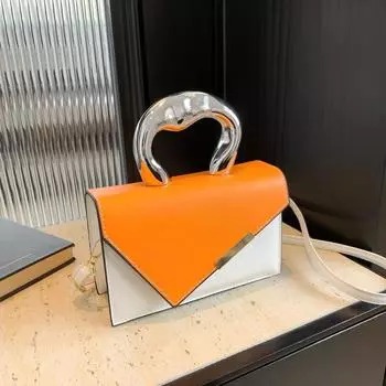 Fashion texture color matching new 2024 contrasting color summer casual simple messenger metal portable small square bag woman чёрный
