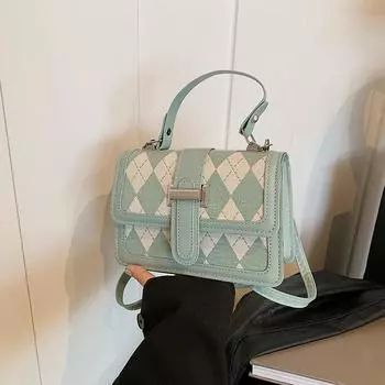 Модная фактурная сумка женская 2024 новая трендовая контрастная цветная квадратная сумка с бриллиантами универсальная высококачественная сумка через плечо чёрный