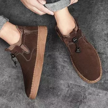 Fashion The Four Seasons Fashion Men s Boots Breathable Leather for Casual Work Footwear Classics Retro Style Anti-slip Wearable Boots 39 зелёный