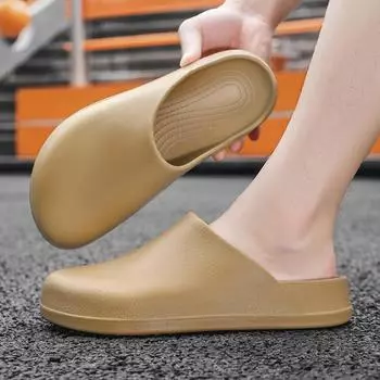 Fashion Thick Bottom Slippers Men Chef Shoes Non-Slip Bathroom Home Flip-Flops Soft Sole Eva Indoor Sandals Summer Beach Outdoor Slides 36 чёрный