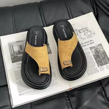 Fashion thick-bottomed non-slip rhinestone slippers women s spring and summer new outer wear heightening with skirt cover toe cool slippers 35