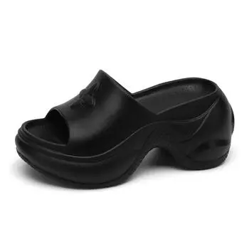 Fashion Thick Sole EVA Slippers Women Fashion Soft Home Platform Slippers One Line Outwear Non Slip Elevated Heel Beach Summer Sandals 34 белый