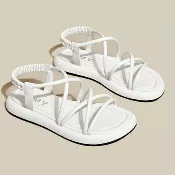 fashion Thick Sole Sandals Women 2024 New Summer Soft Sole Elevated Casual Roman Sandals Small Womens Shoes Sandalias Mujer Sandal 35 чёрный