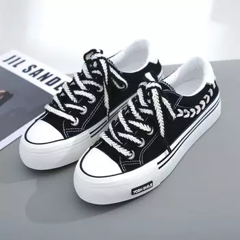 Fashion Thick Soled Canvas Sneakers Cuteness Sweet Trendy Versatile Women Spring Autumn Design Girls Casual Breathable Board Shoes 35 бежевый