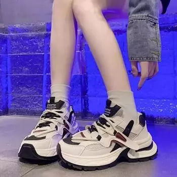 Fashion Thick-soled Casual Shoes Versatile Fashionable Lightweight Running Sneakers Casual Shoes For Women Casual Platform Sneakers 35 хаки