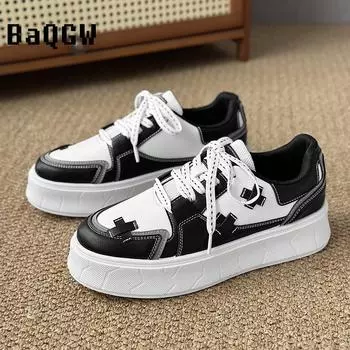Fashion Thick Soled Small Designer White Shoes for Men 2024 Summer New Leather Versatile Breathable Round Toe Casual Sports Board Shoes 39
