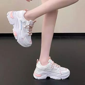 Fashion Thick-soled Women s New Mesh Breathable Refreshing Fashion Autumn Travel Shoes Hiking Running Casual Sports Shoes Size 36-41 36 хаки