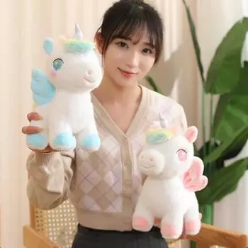 Fashion Tie Dyeing Companion Soft Stuffed Animal Pegasus Plushie Doll Toy Birthday Gift Plush 35cm розовый