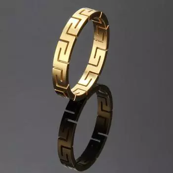 Fashion Titanium Steel Hollow Great Wall Pattern Cut Ring Couple Geometric Fashion ARI 6