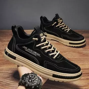 Fashion Tooling Men s Shoes Autumn Winter Casual Lace-up Sneakers Outdoor Work Shoes Platform Non-slip Trekking Shoes for Men 39 чёрный