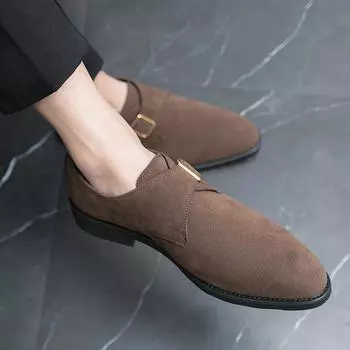 Fashion top men s leather shoes 2025 spring and autumn new anti-velvet leather business men s shoes 38-46 dress performance leather shoes 38 чёрный