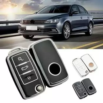 Модный чехол для автомобильного ключа из ТПУ с полным покрытием для Volkswagen для Sagitar Keycase Bora Lavida Polo Santana Jetta Автомобильные аксессуары чёрный
