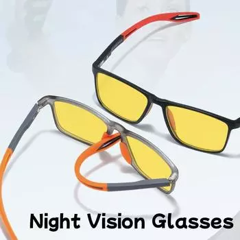 Модные солнцезащитные очки ночного видения TR90 для мужчин и женщин, модные солнцезащитные очки UV400, унисекс, гибкая квадратная оправа, очки для вождения автомобиля as picture оранжевый