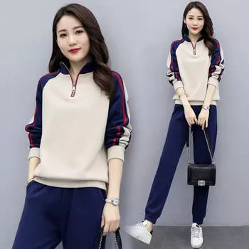 Fashion Tracksuit Women Sweatshirts and Sweatpants Two Piece Sets Cute Fashion Sets XXXL темно-синий