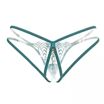 Fashion Transparent Cross Belt Women Pearl Flower Briefs T Panties Lace G-String Women s Thong F