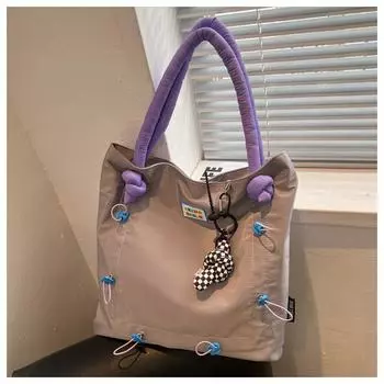 Fashion Trend 2024 New Tote Bag Fashion Shoulder Bag Large Capacity Literary Women s Bag Cute Handbag чёрный