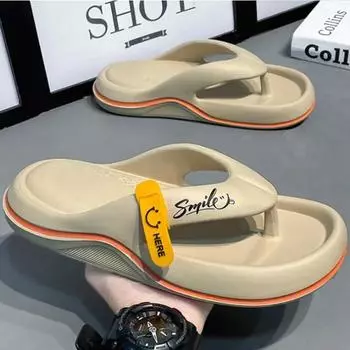 Fashion Trend Beach Shoes Summer New Casual Flip-flops for Men Soft Comfortable Clip Foot Slippers Non-slip Outdoor Footwear 40-41 хаки