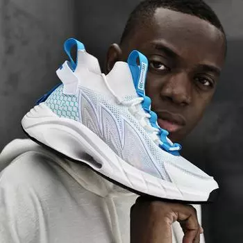 Fashion Trend Breathable Ultra -Light Flying Knitting Shoes Men S Leisure Walking Riding Tennis Sports Running Shoes Plus Size 46 белый