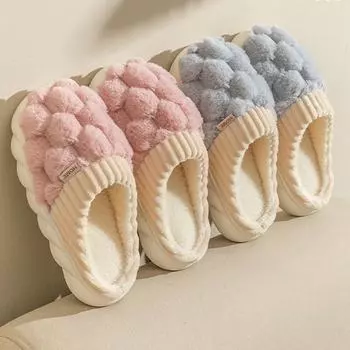 Модные трендовые зимние тапочки для пар с закрытым носком, теплые клетчатые хлопковые тапочки с толстой мягкой подошвой, мужские и женские домашние нескользящие плюшевые туфли 36-37 серый