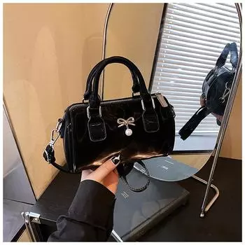 Fashion Trend Premium Sense Bag Girls Heart Bow Portable Commuter Shoulder Oblique Span Bag чёрный