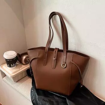 Модная ретро-кожаная ручная сумка-ведро большой вместимости на одно плечо для женщин