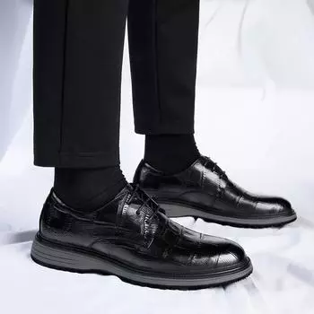 Fashion Trends Mens Korean Version Oxford Shoes Black Leather Formal Leather Shoes Classic Business Formal Working Oxfords Shoes 38 чёрный