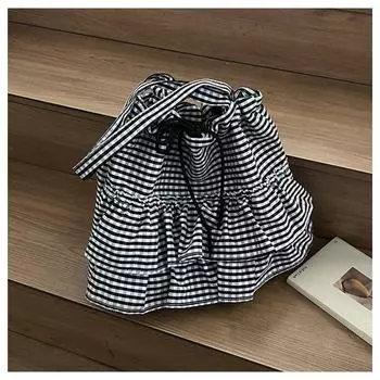 Fashion trendy large-capacity canvas bag, new floral plaid tote bag, shoulder women s bag чёрный