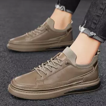 Fashion Trendy men s casual sneakers Luxury high-quality leather shoes minimalist style Comfortable men s shoes for party outdoor travel 38 коричневый