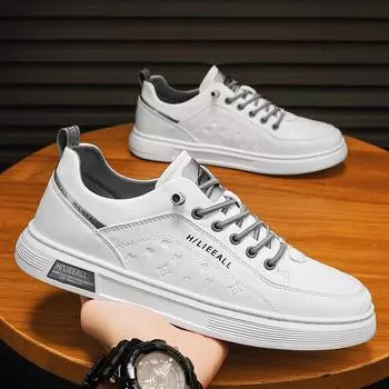 Fashion Trendy Men s Shoes 2024 Autumn New Sporty White Shoes Versatile Wear-resistant Flat Breathable Casual for Men 39 белый