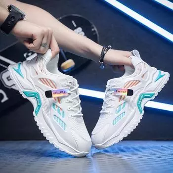 Fashion Trendy Men Shoes Outdoor Men s Sport Running Shoes Summer Fashion Breathable Elasticity Tennis Training Shoes Non Slip Versatile 39 белый