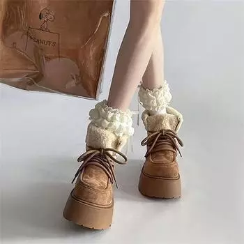 Fashion tribal matte retro short snow boots women s new plush plush thick-soled cotton shoes in autumn and winter 2025 35 малиновый