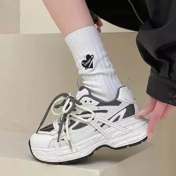 Fashion tribe platform dad shoes women s spring 2025 new versatile pair of shoelaces heightening casual sports shoes 35 серый