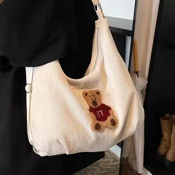 Модная бархатная холщовая сумка женская сумка симпатичная нишевая сумка через плечо большая вместительная сумка-тоут коричневый