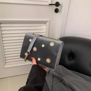 Модная бархатная маленькая квадратная сумка женские сумки весна 2024 новая повседневная универсальная сумка-мессенджер через плечо с цепочкой серый