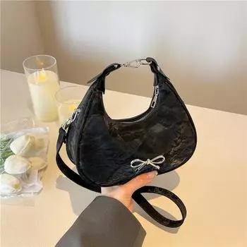 Fashion versatile casual bow dumpling bag women s 2025 new high-value foreign style shoulder bag messenger bag белый