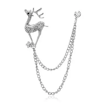 Модная Универсальная Креативная Брошь в виде Рождественского Лося с Бриллиантами, Значок на Лацкан, Аксессуары для Одежды золотой