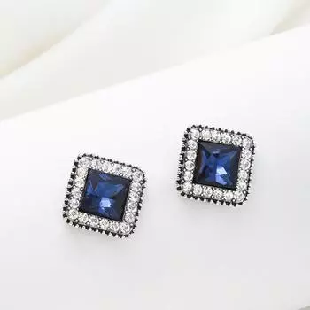 Fashion Versatile Earrings Women s Inlaid Blue Crystal Niche Personality Niche Earrings Temperament Advanced Earrings 14k