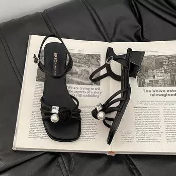 Fashion versatile fairy silver flower strap one-word strap open-toed stiletto shoes summer new versatile sandals 33