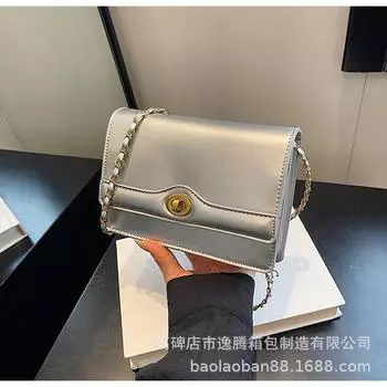 Fashion versatile lock small square bag women s new high-end simple solid color chain bag shoulder messenger bag красный