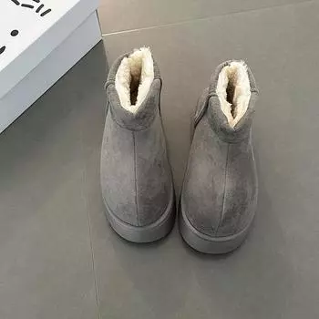 Fashion versatile solid color platform snow boots girls autumn and winter retro suede non-slip versatile warm cotton shoes 36-37