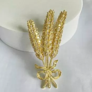 Fashion Versatile Wheat Brooch Feather Pin Delicate Texture Versatile Decorative Women S Wheat Brooch