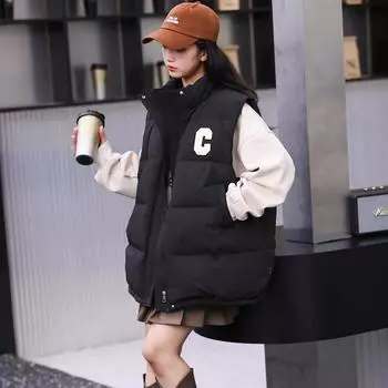 Fashion vest 2024 autumn and winter new white duck down vest women s outer vest casual versatile college vest S