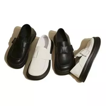 Fashion Vintage Suede Leather Single Women s Loafer Shoes French Style Chunky Slip On Causal Shoes Comfortable Women Spring Shoes 35 белый