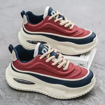 Fashion Vulcanized For Shoes Men Red Walking Sneakers Men s Shoes Chunky Street Style WalkingPlatform Vulcanized Shoes For Men 39 бежевый